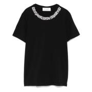 Zwarte T-shirt met korte mouwen en applicaties Ermanno Scervino , Blac...