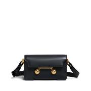 Zwarte Leren Studs Schoudertas Marni , Black , Dames