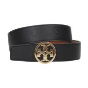 Riem van generfd leer met logo-gesp Tory Burch , Black , Dames