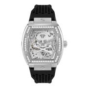 Skeleton Crystal Horloge Philipp Plein , Gray , Heren