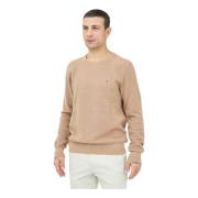 Beige Crewneck Sweater met Vlag Borduurwerk Tommy Hilfiger , Beige , H...