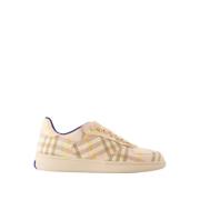 Roze Linnen Sneakers - Terrace Check Burberry , Pink , Dames