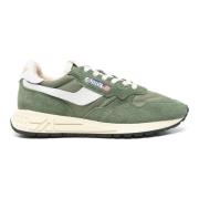 Groene leren sneakers met nylon en suède Autry , Green , Heren