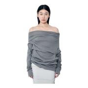 Off-Shoulder Gedrapeerd Longsleeve Top Entire Studios , Gray , Dames