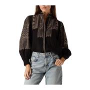 Zwarte Geborduurde Svetlana Blouse Antik Batik , Black , Dames