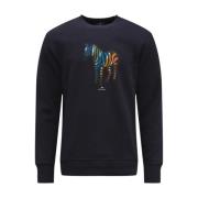 Zebra Print Navy Sweatshirt 100% Katoen Paul Smith , Blue , Heren