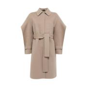 Draped Sleeve Coat Del Core , Brown , Dames