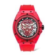 Rode Harsen Analoge Kwarts Horloge Police , Red , Heren