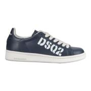 Leren Logo Sneakers Dsquared2 , Blue , Heren