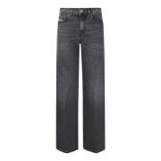 Straight Leg Five Pocket Jeans Diesel , Gray , Dames