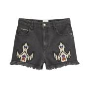 Geborduurde Denim Bermuda Shorts Isabel Marant Étoile , Gray , Dames