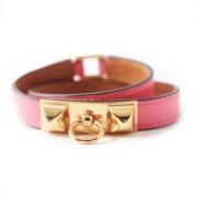 Pre-owned Leather bracelets Hermès Vintage , Pink , Dames