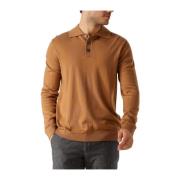 Merino Polo Gebreide Trui Kameel Selected Homme , Brown , Heren