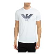 Gestreept Logo T-shirt Emporio Armani , White , Heren