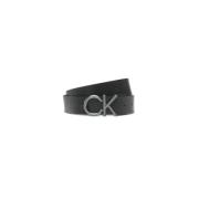 Zwarte leren riem met gladde afwerking Calvin Klein , Black , Heren