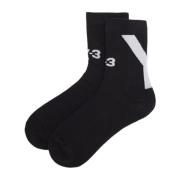 Zwarte Logo Mid Socks Y-3 , Black , Heren