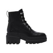 Zwarte leren enkellaarzen Timberland , Black , Dames