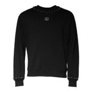 Zwart Logo Studded Pullover Sweatshirt Dolce & Gabbana , Black , Heren