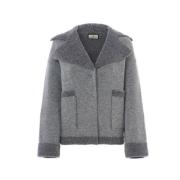 Oversized Gebreide Shearling Jas Windsor , Gray , Dames