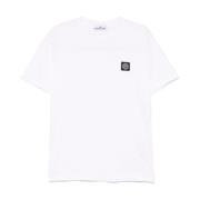 Wit T-shirt met kompas motief Stone Island , White , Heren