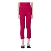 Elastische Taille Geplooide Tapered Broek Issey Miyake , Red , Dames