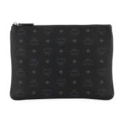 Stijlvolle Canvas Pouch MCM , Black , Dames