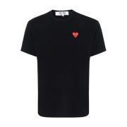 Zwarte Katoenen Hart Logo T-shirt Comme des Garçons Play , Black , Her...