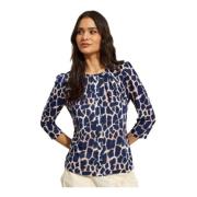 Blauwe Marcia Blouse 3/4 Mouwen IN Front , Blue , Dames