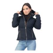 Blauwe Korte Gewatteerde Jas Fullzip Zakken YES ZEE , Blue , Dames