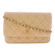 Pre-owned Leather chanel-bags Chanel Vintage , Beige , Dames