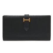 Pre-owned Leather wallets Hermès Vintage , Black , Dames