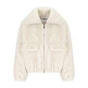 Witte Nep Bont Bomberjack Essentiel Antwerp , Beige , Dames