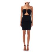 Zwarte Bodycon Mini Jurk met Strapless Halslijn Rick Owens , Black , D...