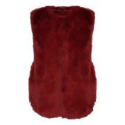 Ruby Fur Jane Mouwloze Jas V73 , Red , Dames