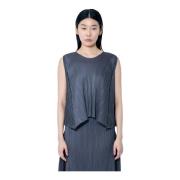 Geplooide Crewneck Top met Asymmetrische Zoom Issey Miyake , Gray , Da...