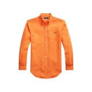 Custom Fit Linnen Overhemd Polo Ralph Lauren , Orange , Heren