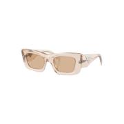 Transparante Cat-Eye Zonnebril met Logo-Plaque Prada , Beige , Dames