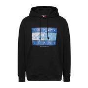 Flag DNA Sweatshirt Urban Stijl Tommy Hilfiger , Black , Heren