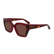 Bruine Lens Zonnebril Sf2035S 654 Salvatore Ferragamo , Red , Dames