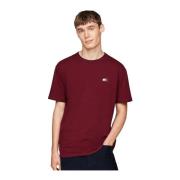 Rode Geborduurde Katoenen T-shirt Tommy Jeans , Red , Heren