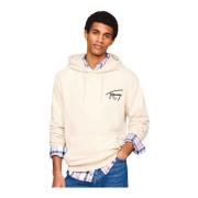 Hoodie - Beige, Bedrukt Logo Tommy Jeans , Beige , Heren