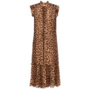 Bruine Midi Jurk Elegant Ruche Zimmermann , Brown , Dames