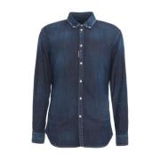 Blauwe Denim Relaxte Fit Shirt Dsquared2 , Blue , Heren