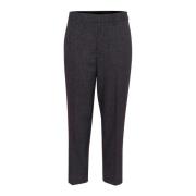 Donkergrijze Geruite Cropped Broek Kaffe , Gray , Dames