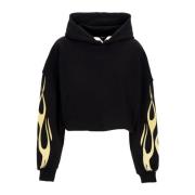 Flames Crop Hoodie Zwart/off White Vision OF Super , Black , Dames