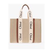 Woody grote shopper tas Chloé , Beige , Dames