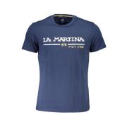 Blauw Katoenen Heren T-Shirt Casual La Martina , Blue , Heren