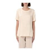 Korte mouw Viscose Ronde Hals Blouse Liu Jo , Beige , Dames