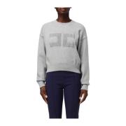 Gecropte viscose sweatshirt met geborduurd logo Elisabetta Franchi , B...