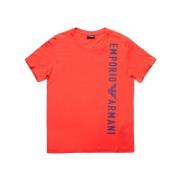 Rode Katoenen Heren T-shirt Lente/Zomer Collectie Emporio Armani , Red...